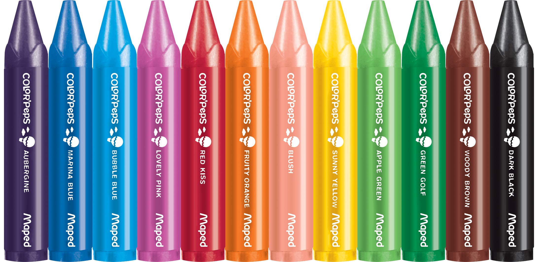 Maped Color Peps Wax Crayons Maxi 12s مابد كولور بيبس أقلام تلوين الشمع ماكسي 12 قطعة Maped Color Peps Wax Crayons Maxi 12s مابد كولور بيبس أقلام تلوين الشمع ماكسي 12 قطعة